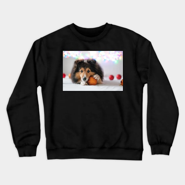 Sheltie with Christmas Bulb Crewneck Sweatshirt by kawaii_shop